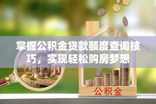 怒江掌握公积金贷款额度查询技巧，实现轻松购房梦想