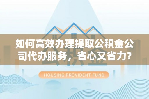 怒江如何高效办理提取公积金公司代办服务，省心又省力？