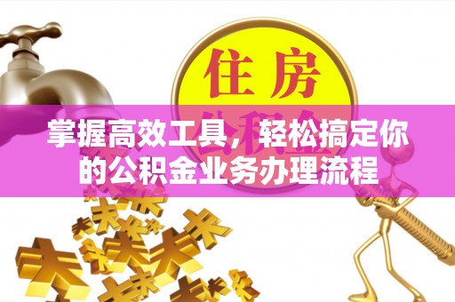 怒江掌握高效工具，轻松搞定你的公积金业务办理流程